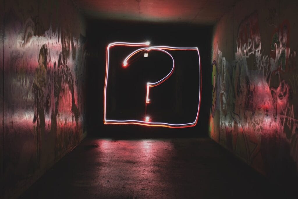 Question mark on wall