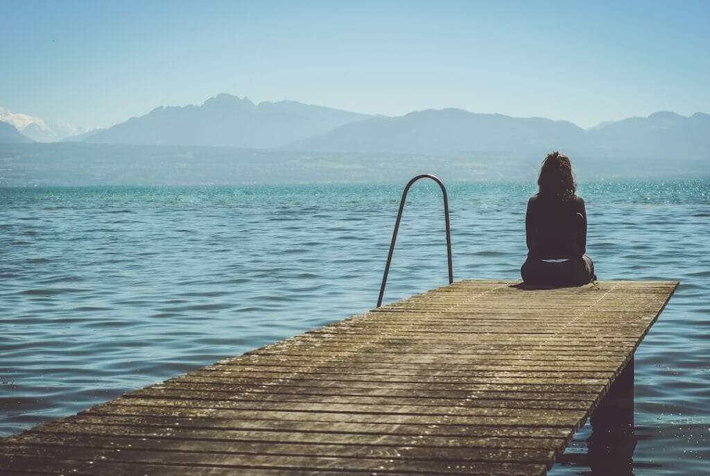 Depressed girl sitting