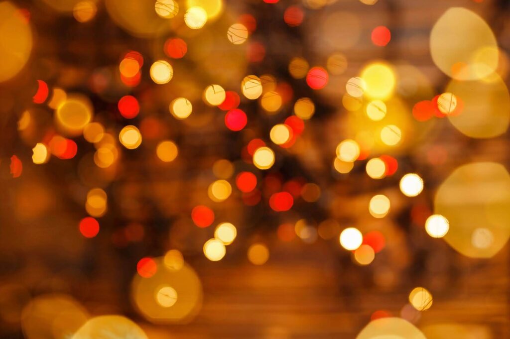 Image of twinkling Christmas lights.